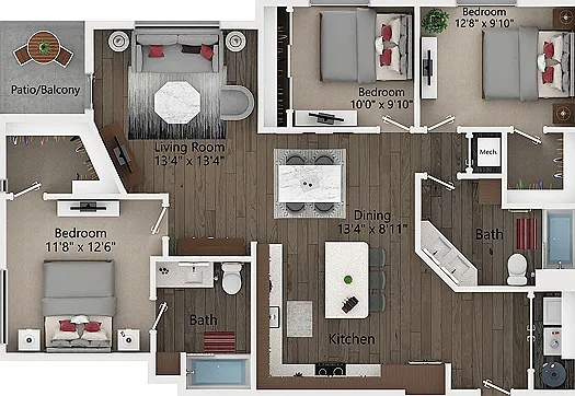 C1 | Three Bedroom Floor Plan C1 | Three Bedroom Floor Plan