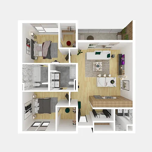 Floor plan 2 Bedroom 2.5 Bathroom A-D