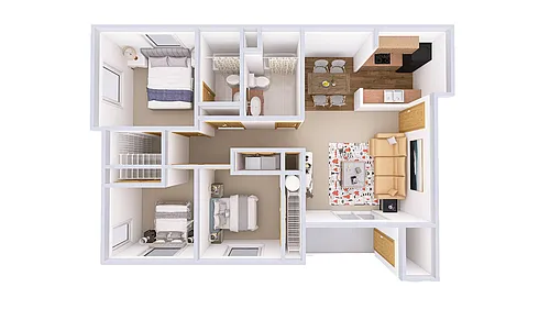 Floor plan 3 Bedroom, 2 Bath