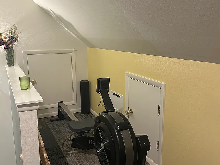 workspace nook has rowing machine for your use