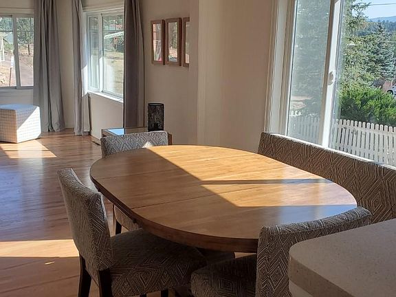 Foldout couch, dining table, breakfast bar