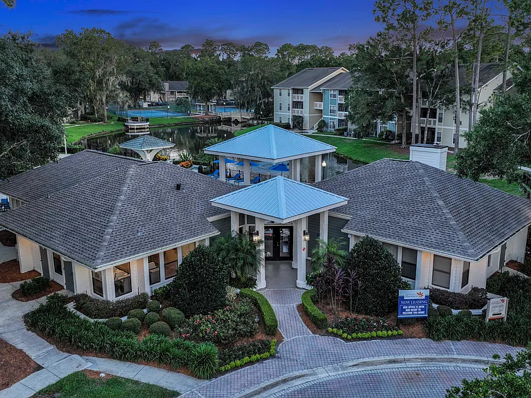 Aerial Clubhouse View at Twilight