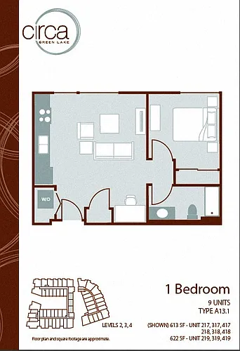 Floor plan 1 Bedroom 1 Bath - A13.1