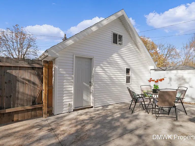 Backyard Patio overlooking Detached Garage