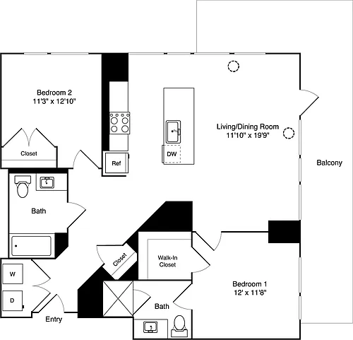 Floor plan 2 Bedroom D