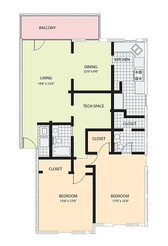 Floor plan 2 x 2 Lancaster