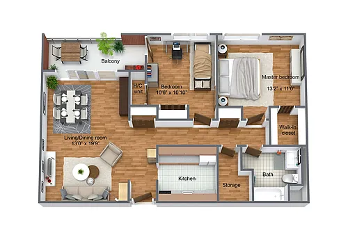 Floor plan 2 Bedroom 1 Bathroom