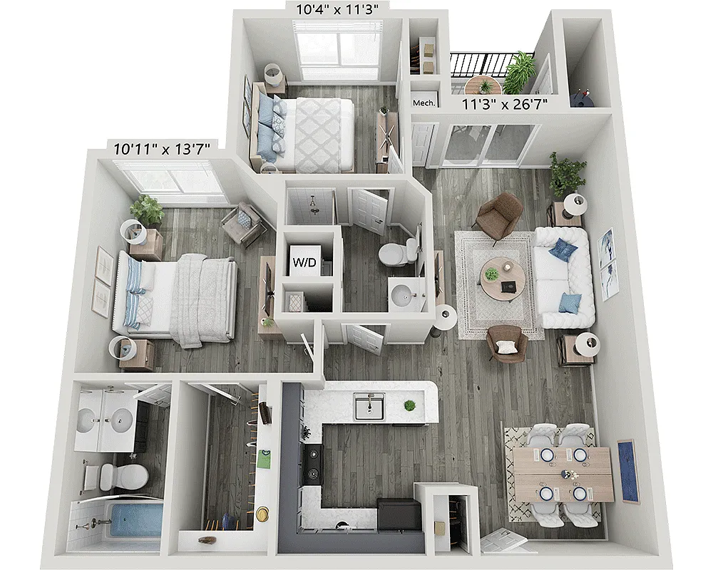 Floor plan Two Bedroom B2A