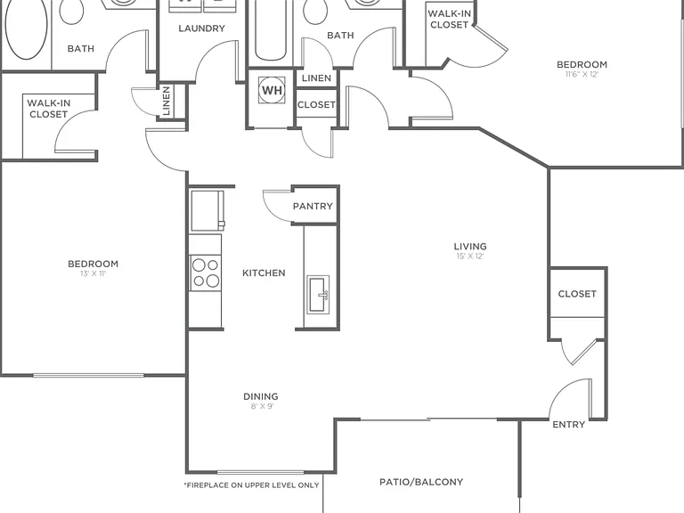 Two Bedroom Two Bath (1020 SF) Two Bedroom Two Bath (1020 SF)