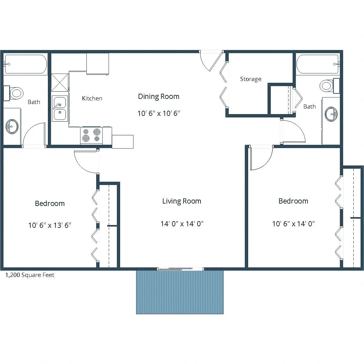 Floor plan Two Bedroom 22A