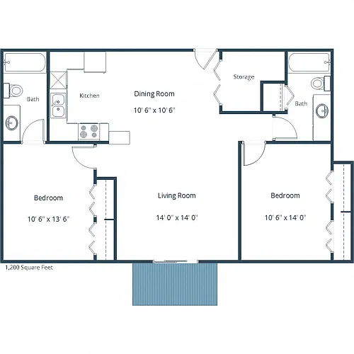 Floor plan Two Bedroom 22A