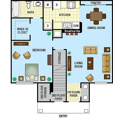 Floor plan One Bedroom One Bath 60%