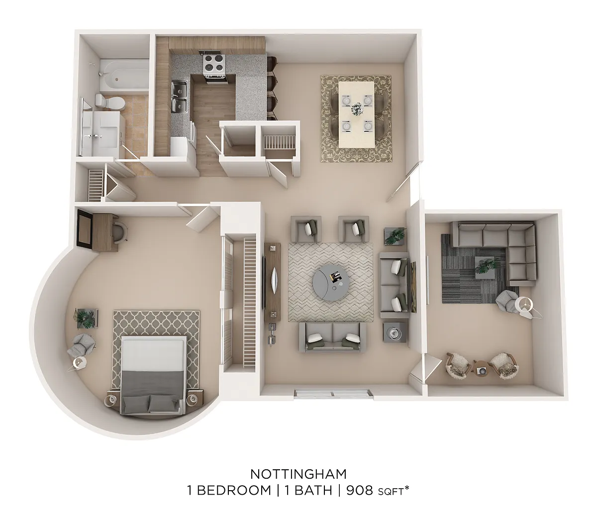 Floor plan Nottingham One Bed D 908