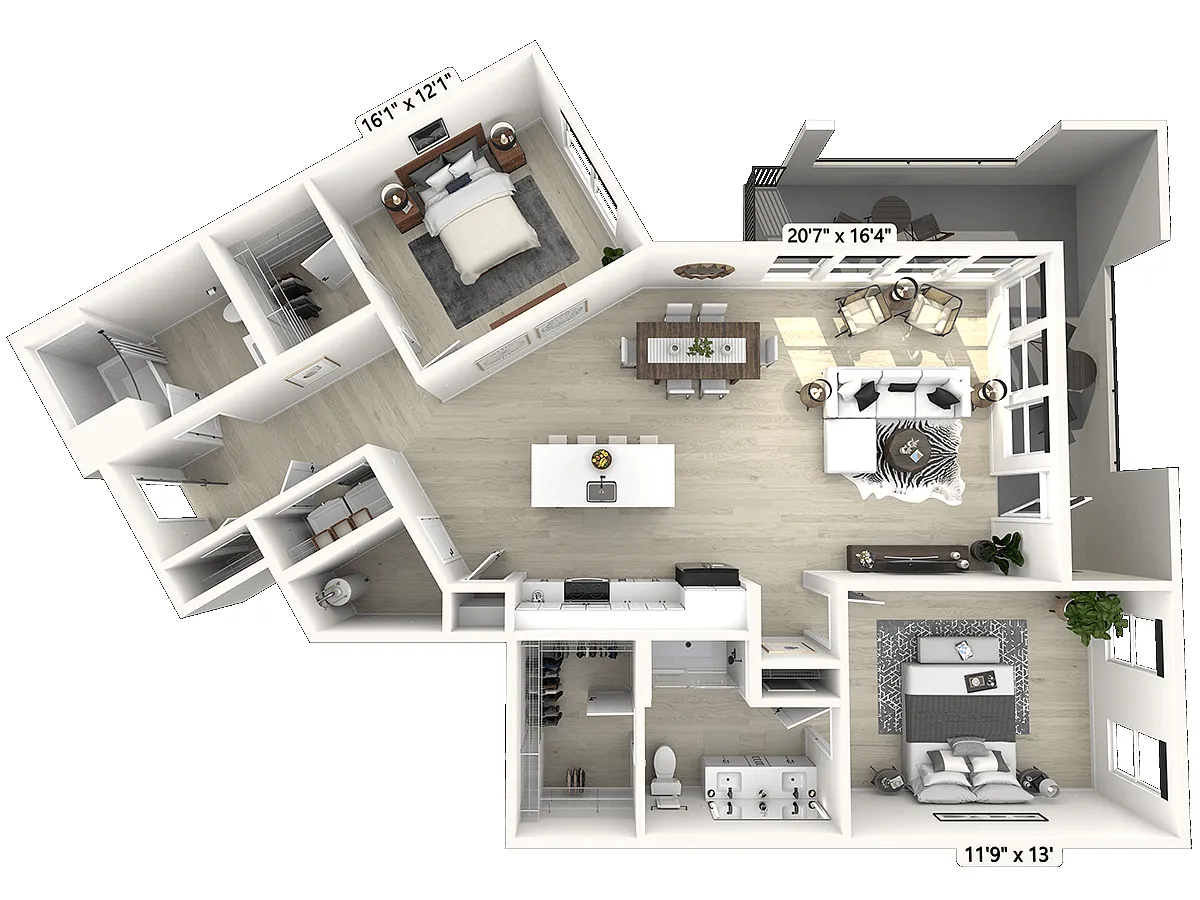Floor plan C81 - 2 Bedroom 2 Bathroom