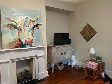 living room facing fireplace