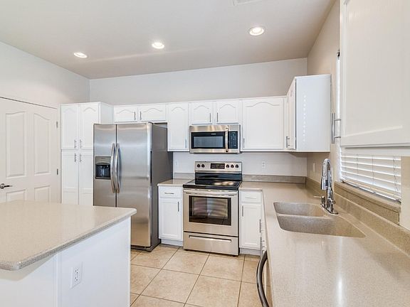 Freshly painted white cabinets