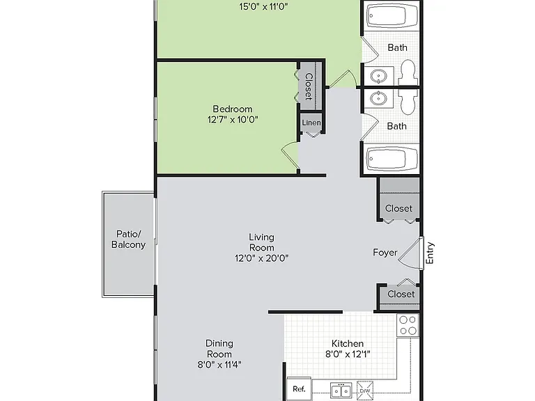 Elk Grove Village Floorplan-2B2B-1100sqft Elk Grove Village Floorplan-2B2B-1100sqft