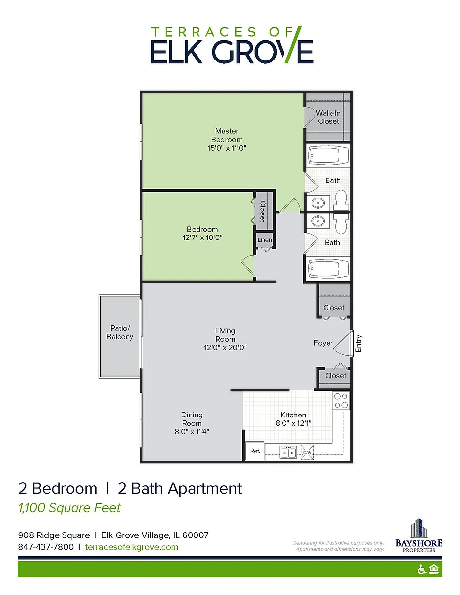 Floor plan Partially Renovated, 2 Bedroom, 2 Bath