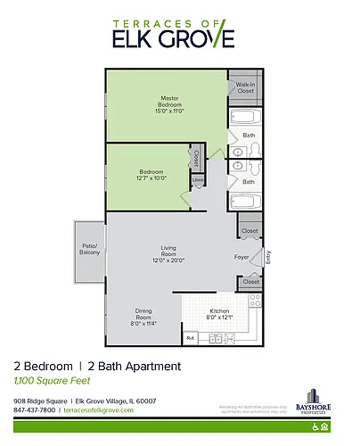 Floor plan Partially Renovated, 2 Bedroom, 2 Bath