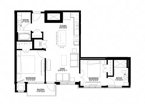 Floor plan Two Bedroom B