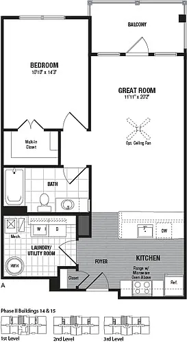 Floor plan 1 Bed 1 Bath-A