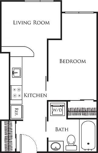 Floor plan Micro One Bed - D4B