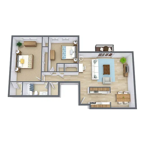 Floor plan Two Bedroom 22B