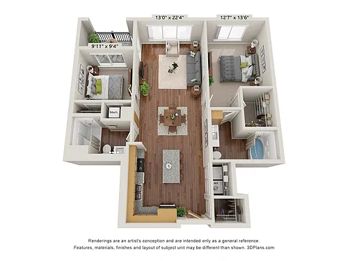 Floor plan Two Bedroom D