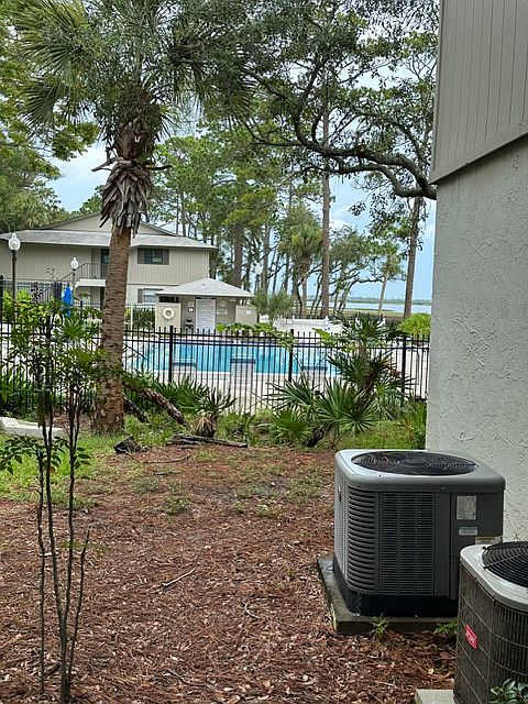 View from the walkway to the pool,