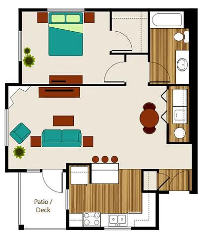Floor plan 1 Bed 1 Bath