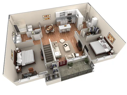 Floor plan 2 BR Grand Overlook w/ Garage