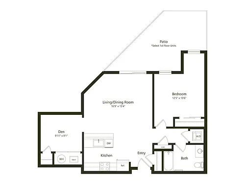 Floor plan A05.1D - 1x1