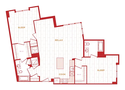 Floor plan 2 Bed/2 Bath s-b13a