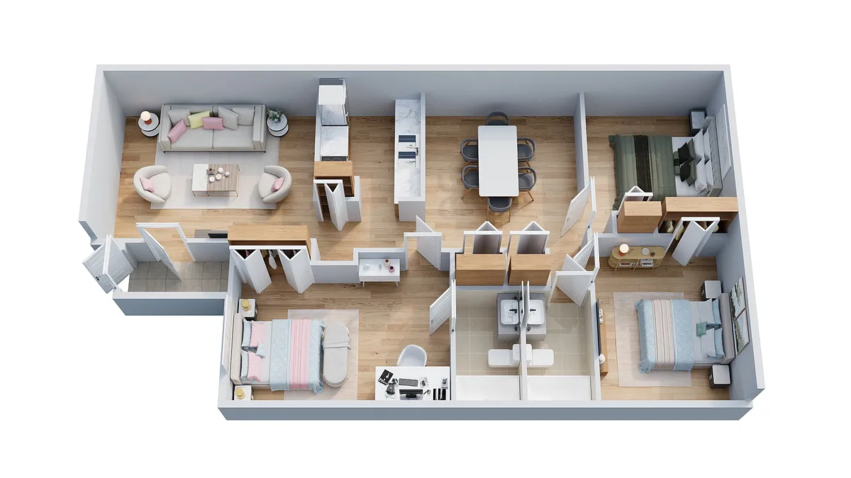 Floor plan 3 Bed | 2 Bath Townhome