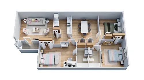 Floor plan 3 Bed | 2 Bath Townhome
