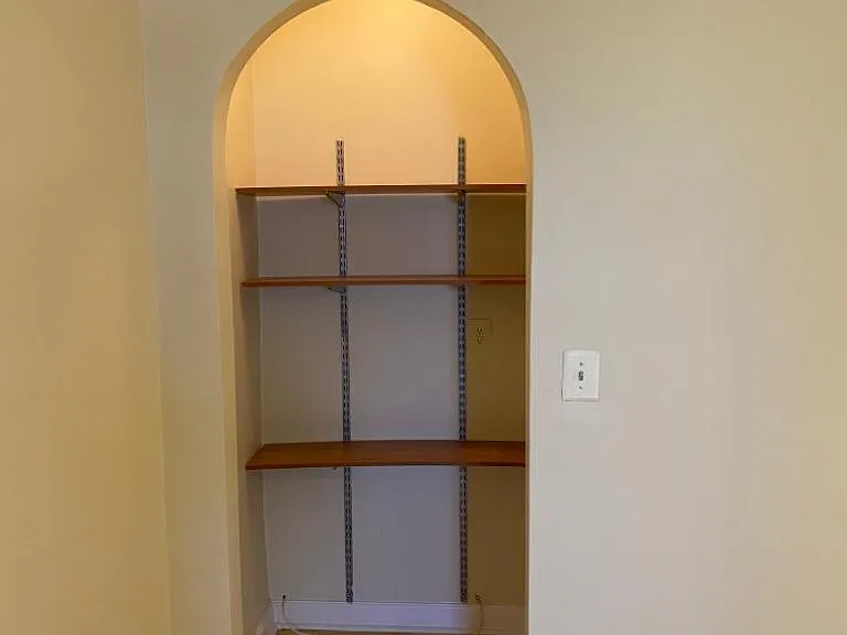 recessed niche with book shelves and light
