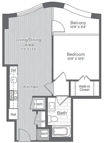 Floor plan 1 Bed/1 Bath-A11