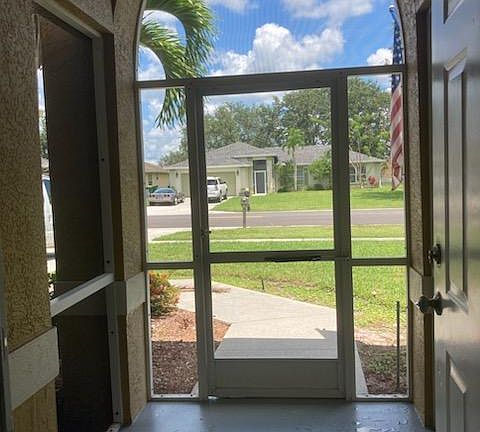 Screened entrance.