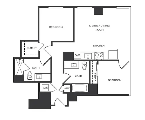Floor plan 2 Bed/2 Bath-D