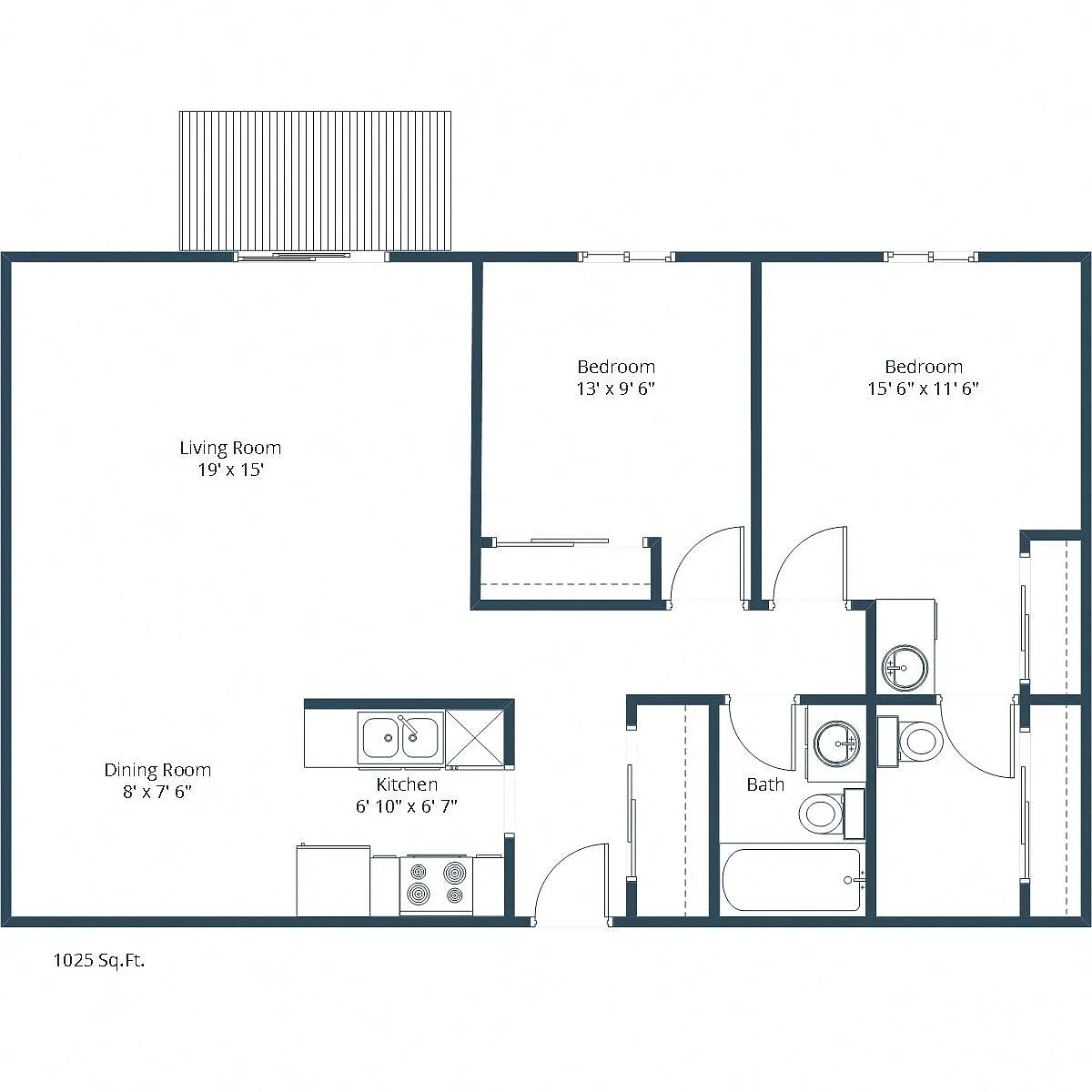 Floor plan Two Bedroom 21A