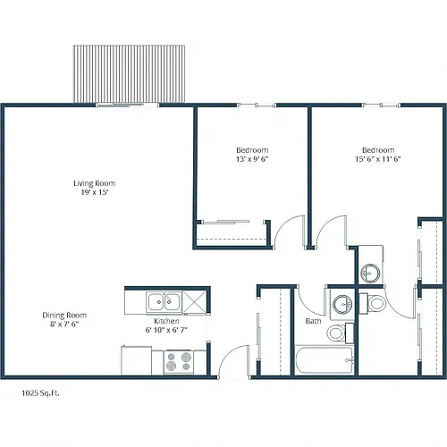 Floor plan Two Bedroom 21A