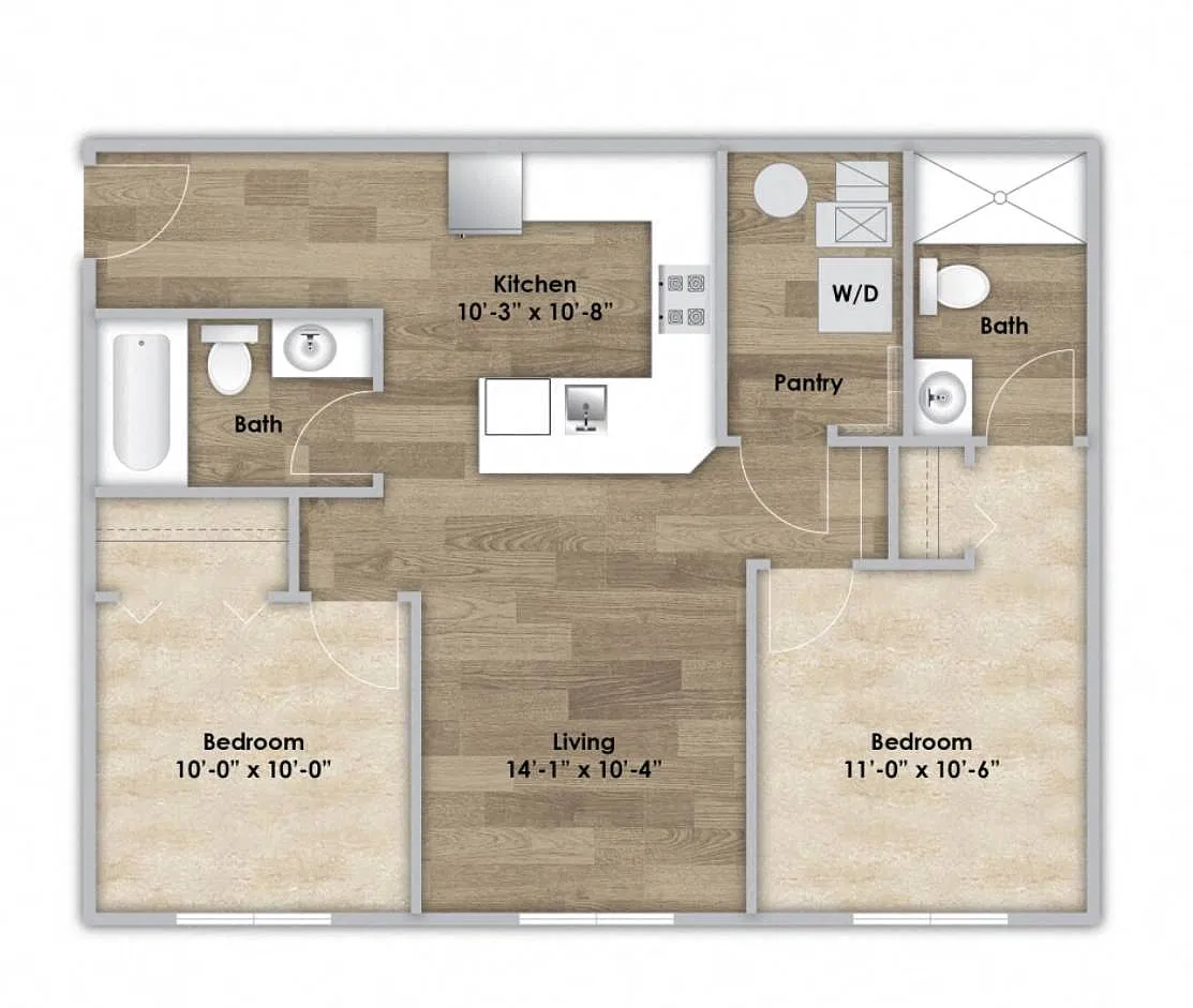 Floor plan 2 Bedroom - First Floor Style 203
