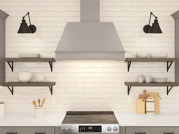Kitchen with floating shelves