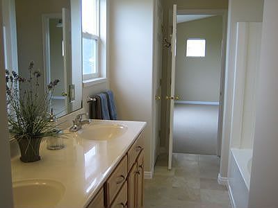 Bathroom with travertine