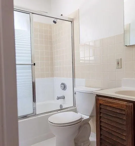 bathroom located in the back of the house