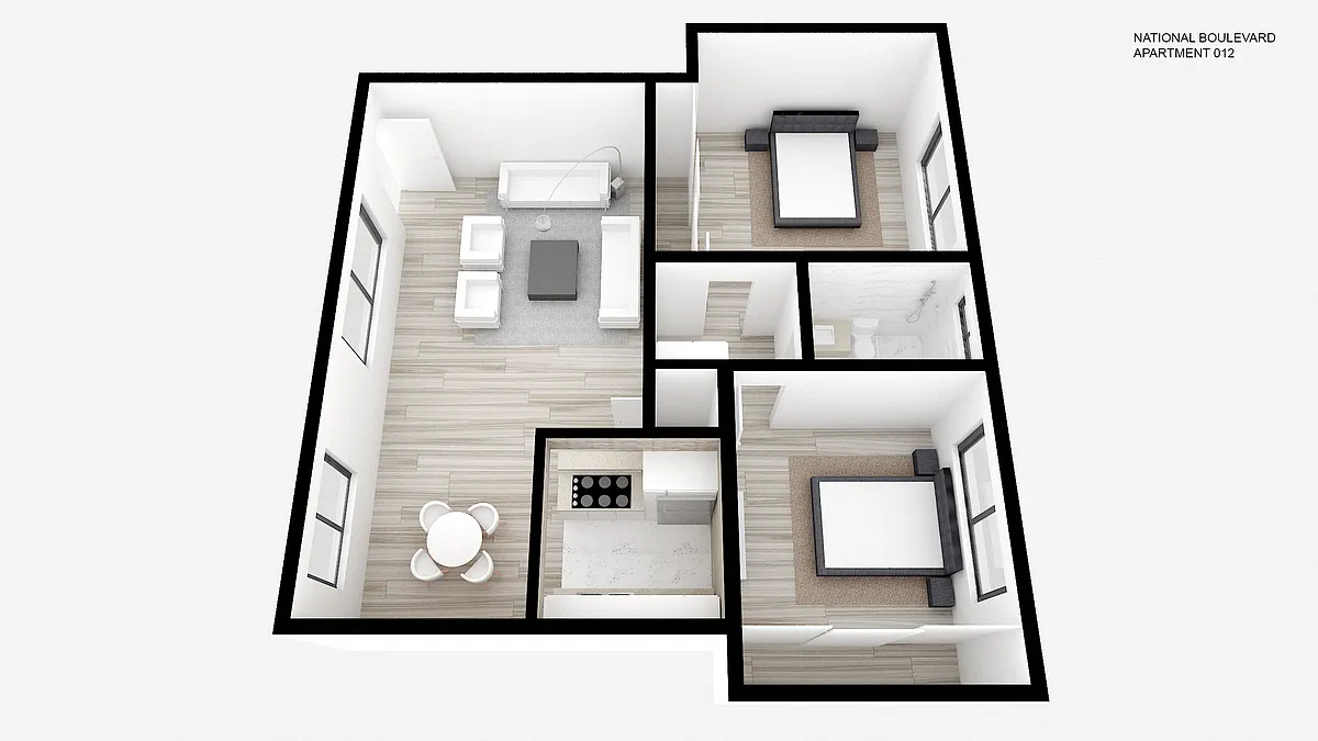 Floor plan Two Bed ~ One Bath