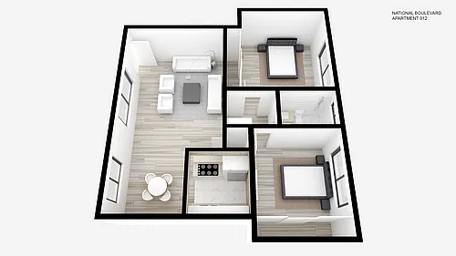 Floor plan Two Bed ~ One Bath