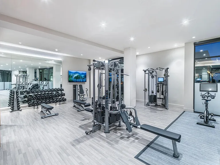 Our club-quality fitness studio is equipped with a TRX station, spin bikes, and fitness on-demand.