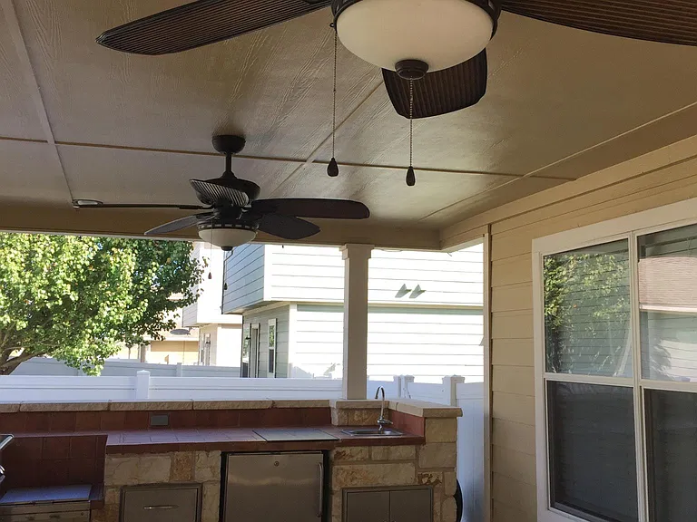 Outdoor Ceiling Fans within Covered Patio