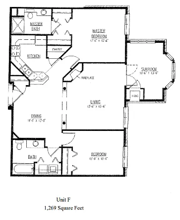 Floor plan Two Bedroom with Sunroom F